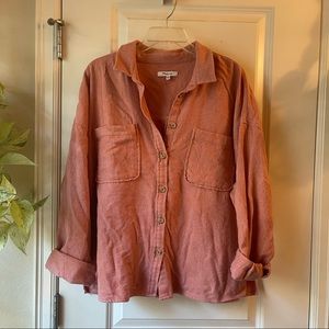 Peachy pink fannel Madewell button up xxl